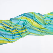 Аксессуары handmade. Livemaster - original item Green-turquoise silk scarf with hand-painted, jacquard. Handmade.