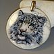 IRBIS-snow leopard - white leopard pendant with lacquer painting, Pendants, Moscow,  Фото №1