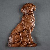 Картины и панно handmade. Livemaster - original item Panels: Dog and puppy. Handmade.