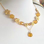 Украшения handmade. Livemaster - original item Necklace citrine, honey quartz, chalcedony, gilding flowers. Handmade.