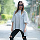 Women Maxi Soft Cotton Grey striped Tunic Top TP0093CT, Blouses, Sofia,  Фото №1