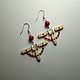 Серьги из серебра с жемчугом, бамбуком и кораллом, Серьги классические, Екатеринбург,  Фото №1