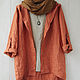 Terracotta cardigan jacket made of 100% linen. Jackets. etnoart. Online shopping on My Livemaster.  Фото №2