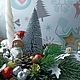 Композиция со свечой Морозко, подарок, декор, новый год, на стол. Новогодние композиции. Интерьерные подарки от Варвары. Интернет-магазин Ярмарка Мастеров.  Фото №2