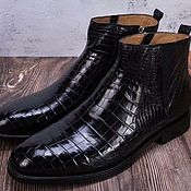Обувь ручной работы handmade. Livemaster - original item Crocodile leather ankle boots, premium, in black.. Handmade.