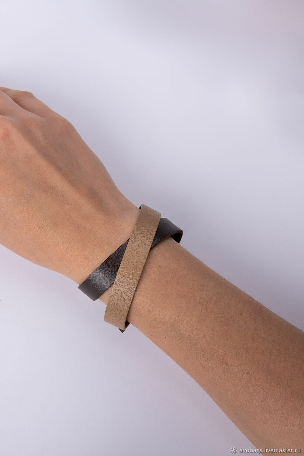 Кожаный браслет №4 из классической кожи, бежевый – заказать на Ярмарке ...