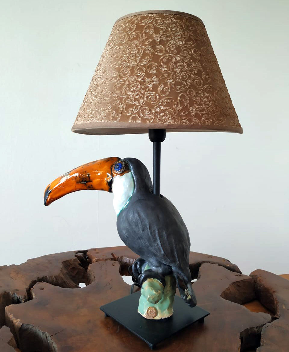Лампа настольная Тукан с абажуром, светильник ночник, лофт керамика в ...