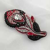 Украшения handmade. Livemaster - original item Pin Brooch: the feather is red with black. Handmade.