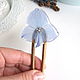 Wooden stud made of beech with Hydrangea flower Blue Silver. Hairpin. WonderLand. Online shopping on My Livemaster.  Фото №2