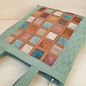 Сумки и аксессуары handmade. Livemaster - original item Women`s bag large Dusty mint, shopper, patchwork, mosaic, 301. Handmade.