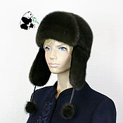 Аксессуары handmade. Livemaster - original item Women`s hat with earflaps made of mink fur. Two colors.. Handmade.