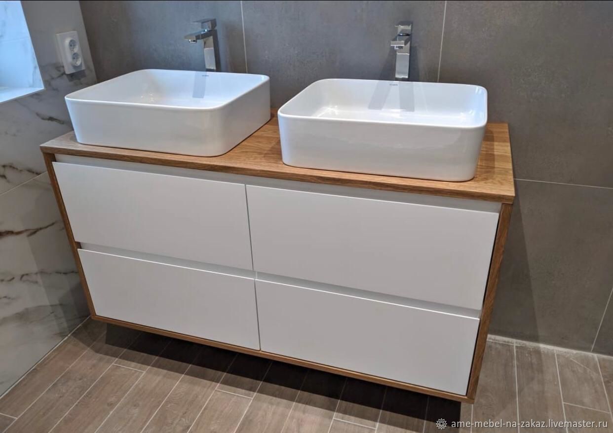 Тумба для ванной массив Дуб + МДФ крашеный в интернет-магазине Ярмарка ...