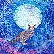 batik stole 'owl and the moon' silk-wool, Wraps, Varna,  Фото №1