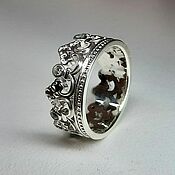 Украшения handmade. Livemaster - original item Silver crown ring with stones (K17). Handmade.