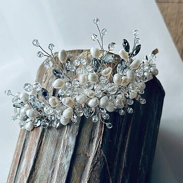 Украшения ручной работы. Ярмарка Мастеров - ручная работа Ободок корона диадема с жемчугом. Handmade.