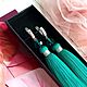 Green emerald malachite pearl silk brush earrings. Tassel earrings. GolDFenix. Online shopping on My Livemaster.  Фото №2