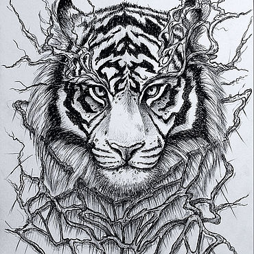 Рисунок тигр – купить в интернет-магазине Ярмарке Мастеров | Рисунок тигр  по выгодным ценам, доставка в Москве и по России, товары ручной работы