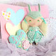 Gift set shabby mint-textile doll, heart, stand, Tilda Decor, Kherson,  Фото №1