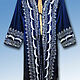 Провокационное синее кимоно вышитый узбекский летний кафтан халат. Халаты. Shark-guly. Интернет-магазин Ярмарка Мастеров.  Фото №2