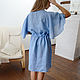 Linen Bathrobe. Summer light robe. 100% linen. Softened. Robes. EcoLini. Online shopping on My Livemaster.  Фото №2