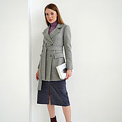 Одежда handmade. Livemaster - original item Coat jacket wool Gray striped, short demi coat. Handmade.