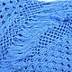 Blue Shawl 210*95 Crocheted Triangular with Tassels #006. Shawls. Hand Knitted Shawls from Helen's. Online shopping on My Livemaster.  Фото №2