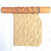 Посуда handmade. Livemaster - original item Rolling pin with a pattern of leaves on branches. Handmade.