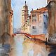 Order Diptych in watercolour Venice (channels brick blue painting). Pastelena. Livemaster. . Pictures Фото №3