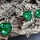 Order Stud earrings and pendant,heart shape.Emerald Mother of pearl. MagicJewelr. Livemaster. . Jewelry Sets Фото №3