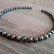 Украшения handmade. Livemaster - original item Pearl necklace(black) Class AA through a knot and 925 silver. Handmade.