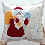 Для дома и интерьера handmade. Livemaster - original item Decorative carpet embroidery pillow Santa Claus. Handmade.