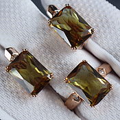 Украшения handmade. Livemaster - original item Diaspore (sultanite) rhodium plated earrings and ring. Handmade.