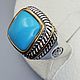 Silver ring with turquoise 12h12 mm, Rings, Moscow,  Фото №1