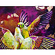 Framed painting of Parrots in oil As a gift to a woman, Pictures, Samara,  Фото №1