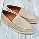 Men's loafers made of genuine suede, in beige color!. Loafers. SHOES&BAGS. My Livemaster. Фото №6