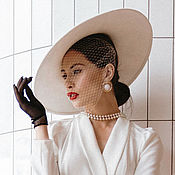 Аксессуары handmade. Livemaster - original item Wide-brimmed hat in the style of Dior. Color milk. Handmade.