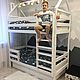 Детская двухъярусная кровать с лестницей деревянная из массива, Кровати, Санкт-Петербург,  Фото №1