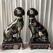 Винтаж ручной работы. Ярмарка Мастеров - ручная работа Porcelain Figurine 2 Pcs Dog Fireplace Figurines Porcelain Dogs Figurines. Handmade.