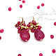 Ruby drop earrings, rubies brass carved red crimson Burgundy. Earrings. Ritasdreams (ritasdreams). My Livemaster. Фото №5
