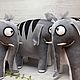Rare, striped elephant soft toy grey elephant. Stuffed Toys. Dingus! Funny cats and other toys. My Livemaster. Фото №6