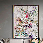 Картины и панно handmade. Livemaster - original item Boho-large painting with flowers on canvas. Handmade.