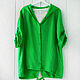 Bright green cardigan jacket made of 100% linen. Jackets. etnoart. My Livemaster. Фото №4