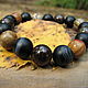 Bracelet black agate, bronzite, Jasper Picasso 'Coffee in the fall'. Bead bracelet. Beautiful gifts for the good people (Alura-lights). Online shopping on My Livemaster.  Фото №2