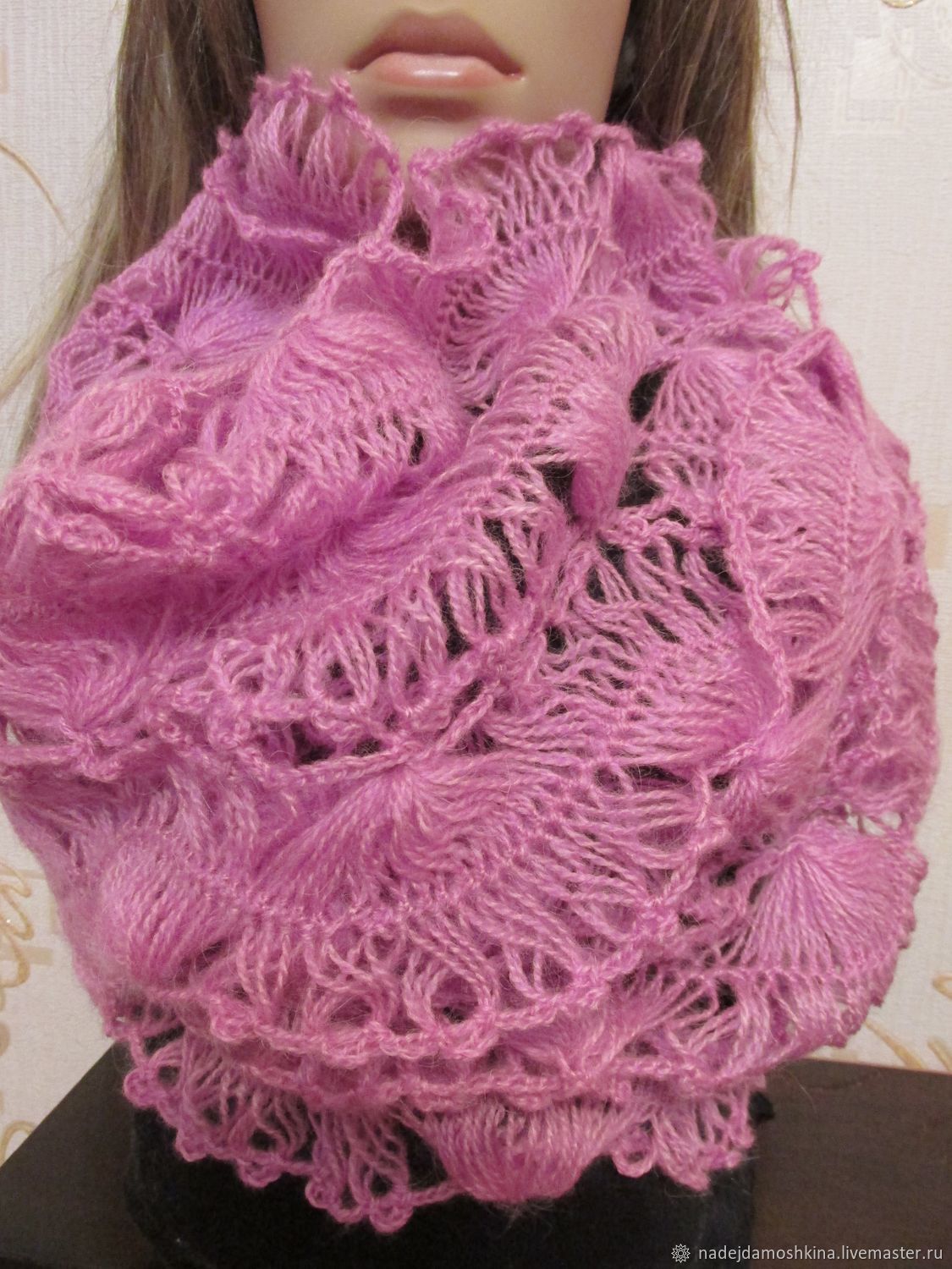 Ажурный шарф из мохера спицами схемы