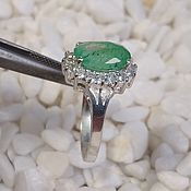 Украшения handmade. Livemaster - original item Silver ring with a Colombian emerald.. Handmade.
