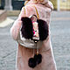 Exclusive backpack c fur, embroidered with beads 'pink gold', Classic Bag, Moscow,  Фото №1