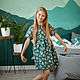 Order Linen dress for girls Lydia emerald color with print. molinialife. Livemaster. . Childrens Dress Фото №3