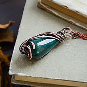 Украшения handmade. Livemaster - original item Green agate in a copper frame Copper pendant with agate drop Pendant. Handmade.