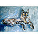 Mainkun grey Cat oil painting on canvas, Pictures, Ekaterinburg,  Фото №1
