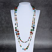 Работы для детей, handmade. Livemaster - original item Long necklace with natural stones: carnelian, amethyst, jade.... Handmade.